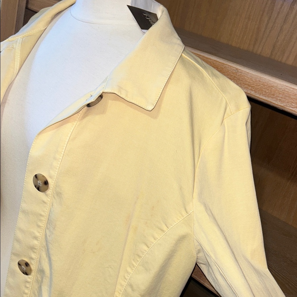 J. Jill⭐️NWT⭐️Soft Yellow Blazer Button Closure & Flap Pockets Size Large
